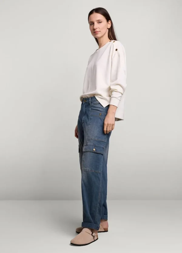 Women Summum Woman Striped Cargo Jeans