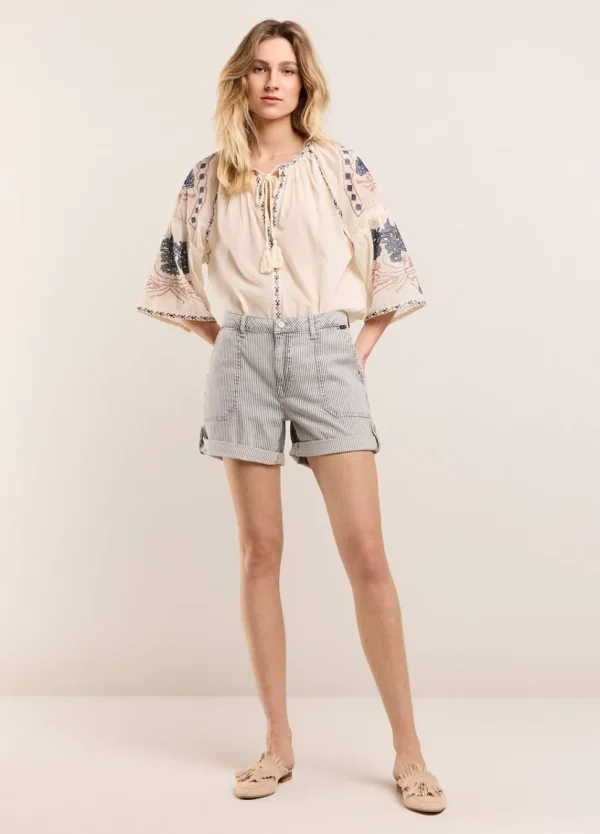 Women Summum Woman Striped Denim Shorts