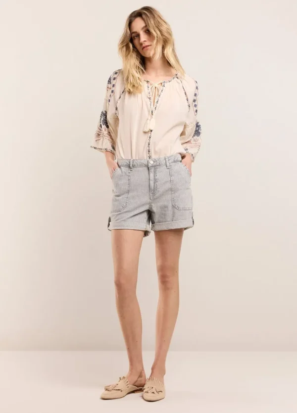 Women Summum Woman Striped Denim Shorts