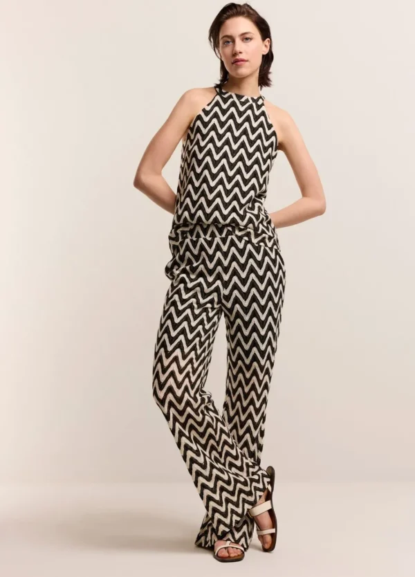 Women Summum Woman Wide-Leg Zigzag Trousers