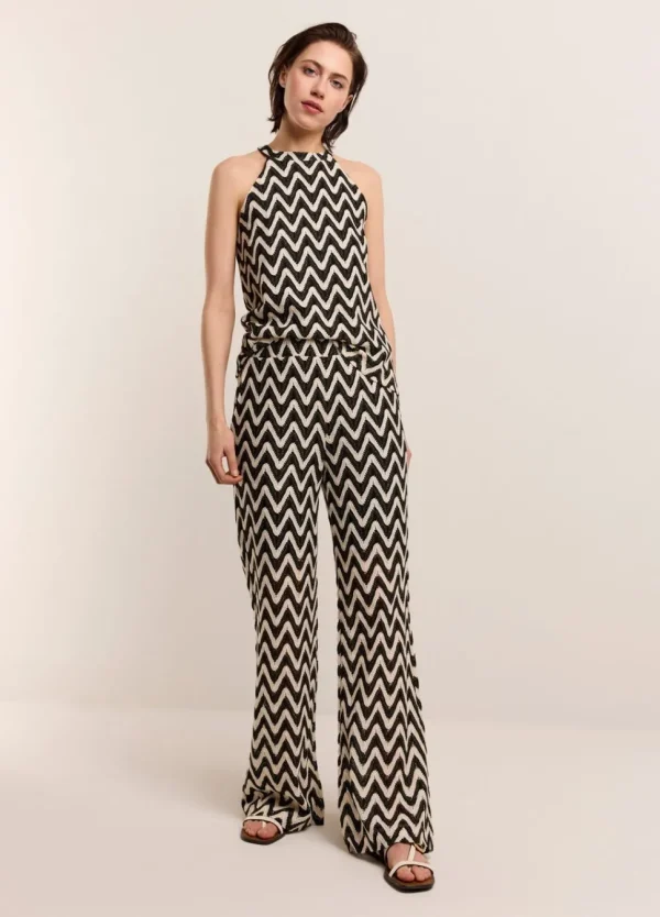 Women Summum Woman Wide-Leg Zigzag Trousers